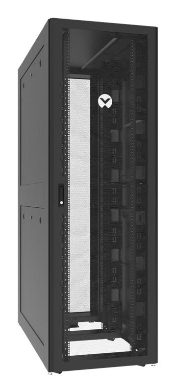 Armoire de baie haute densité Vertiv Rack Extreme GL48UEX-60120B-MS-PL 48U, portes divisées en maille, châssis entièrement soudé, palette antichoc, 600 mm L x 1200 mm P, noire