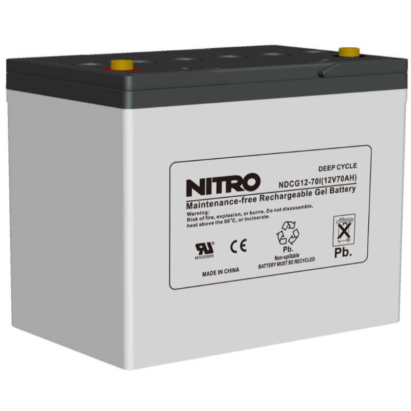 Batterie à décharge profonde au gel 12 V 70 Ah (groupe 24), Nitro NDCG12-70I