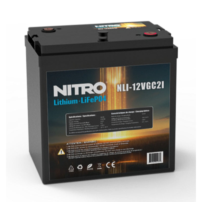 12V 140Ah LiFePO4 Lithium Battery (12.8V, Group GC2), Nitro NLI-12VGC2I