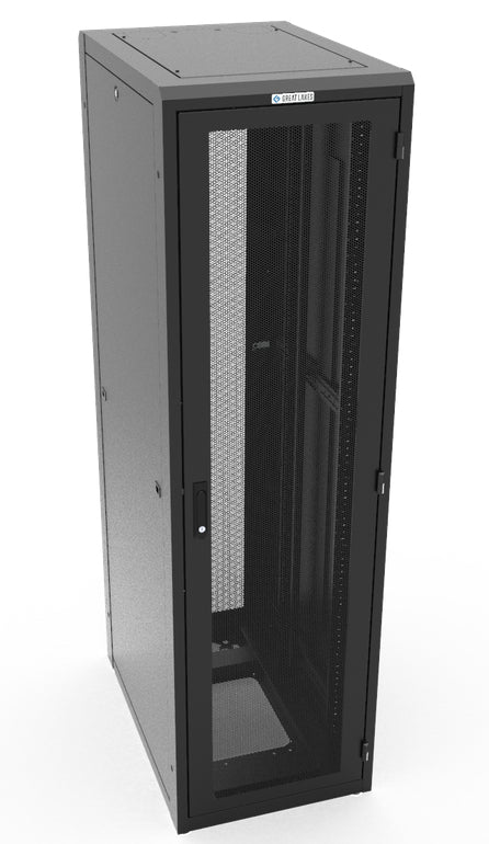 Vertiv Great Lakes GL720E-2436-B-SQM6MS 37U Rack Essential Enclosure, Mesh Doors, Black