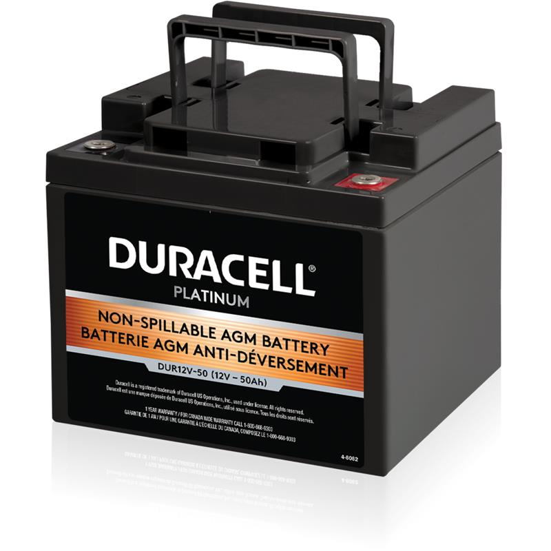 12V 50Ah Sealed Lead Acid (SLA) AGM Battery, Duracell DUR12V-50