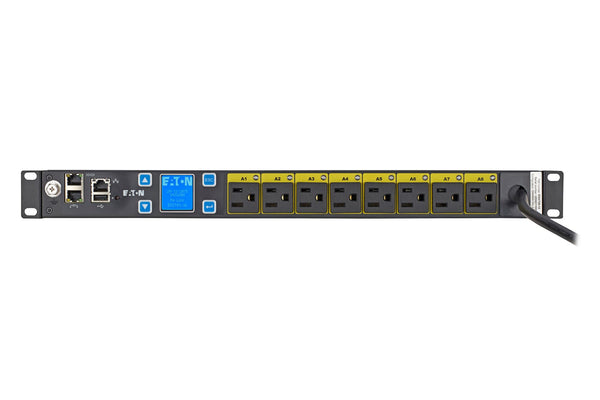 Bandeau d'alimentation (PDU) géré pour rack Eaton EMAT08-10, 1U, 12 A, 120 V, fiche NEMA 5-15P, (8) NEMA 5-15R