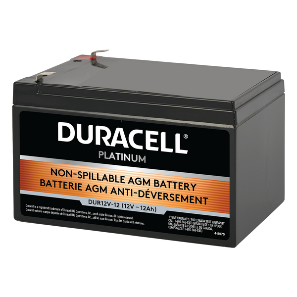 12V 12Ah Sealed Lead Acid (SLA) AGM Battery, Duracell DUR12V-12