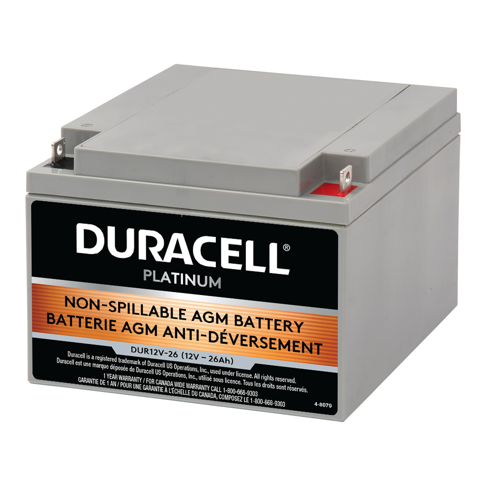 12V 26Ah Sealed Lead Acid (SLA) AGM Battery, Duracell DUR12V-26