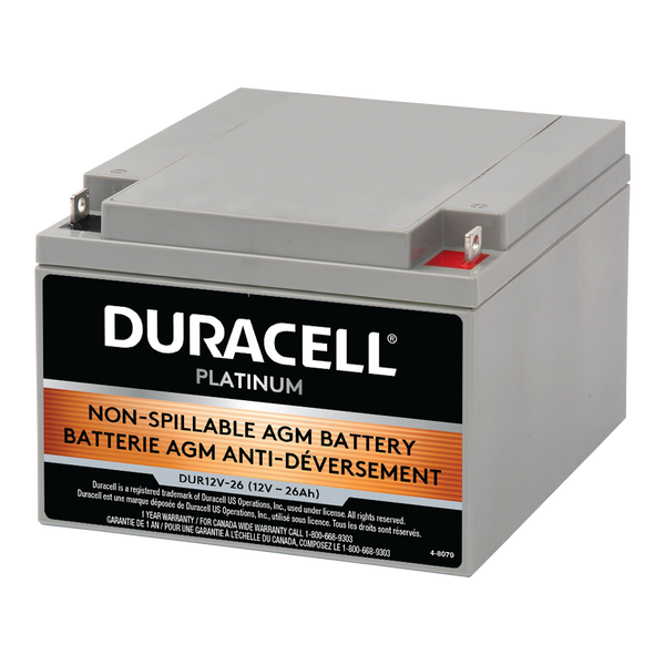 12V 26Ah Sealed Lead Acid (SLA) AGM Battery, Duracell DUR12V-26