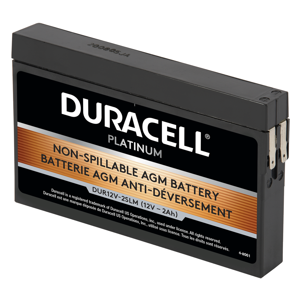12V 2Ah Sealed Lead Acid (SLA) AGM Battery, Duracell 12V-2SLM
