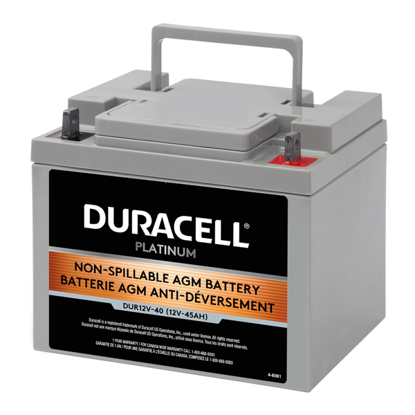 12V 40Ah Sealed Lead Acid (SLA) AGM Battery, Duracell DUR12V-40