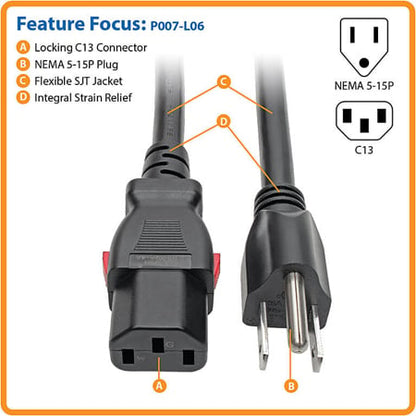 Tripp Lite IEC-320-C13 to NEMA 5-15P Power CORD 6FT