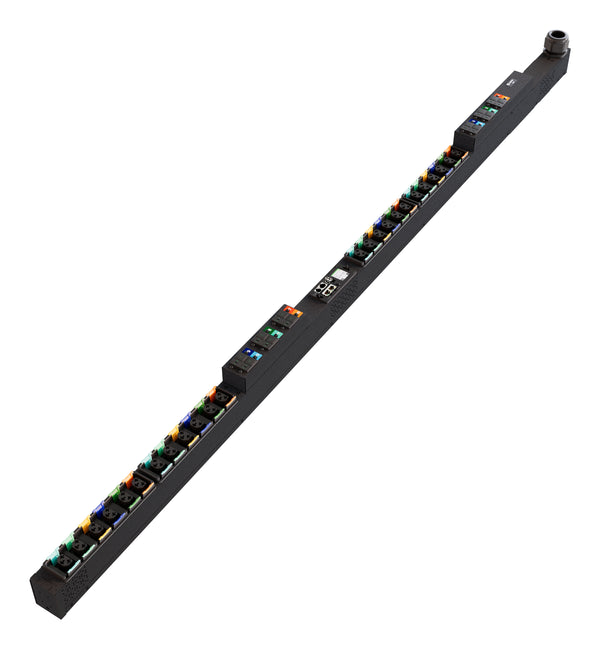 Vertiv PowerIT VP6U60A3 Monitored Rack PDU, 24 Outlets (C13, C19), Type E / Type F Plug, 240-415V, 63A, 0U, Vertical