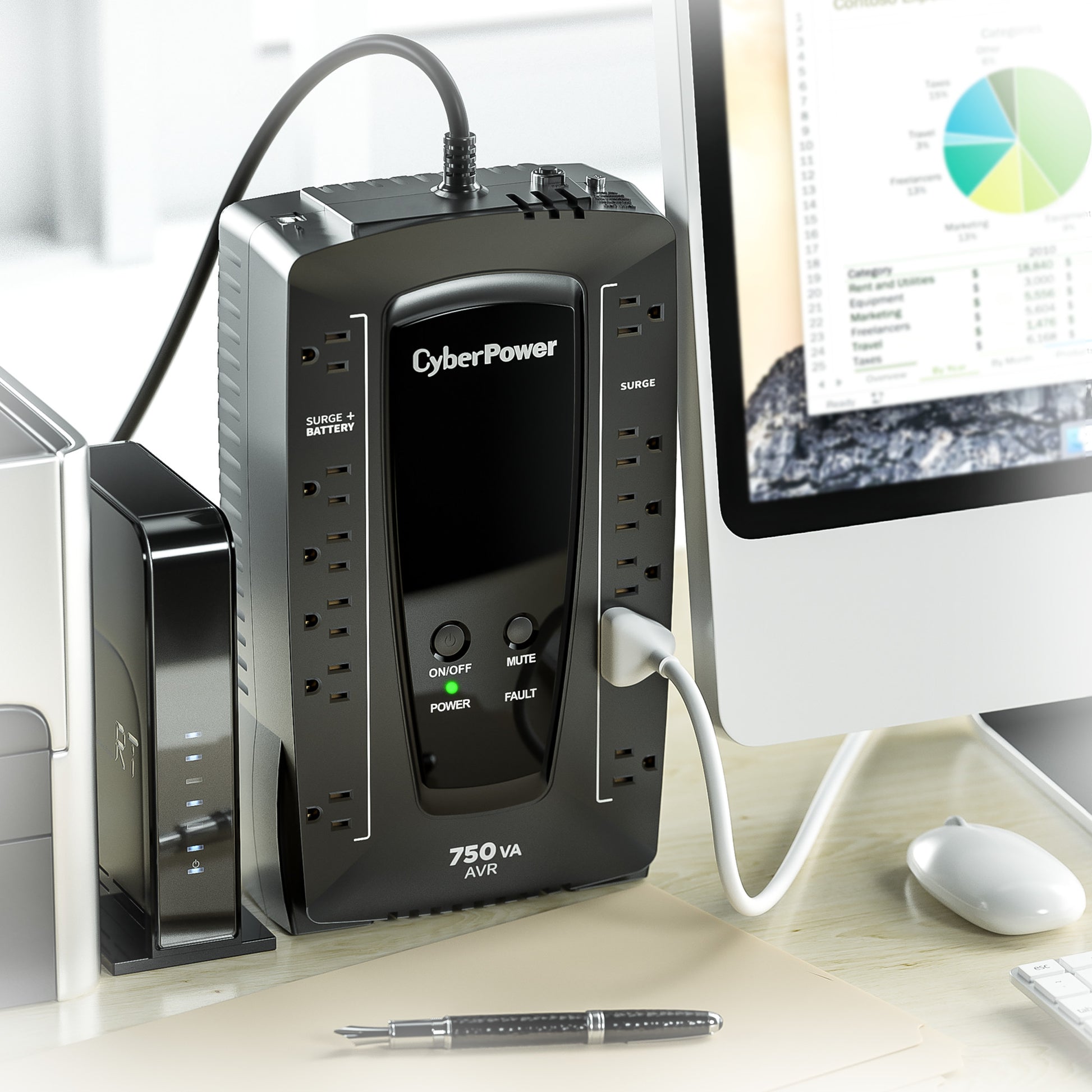 CyberPower AVRG750U 750VA / 450W Line Interactive UPS — Rear view