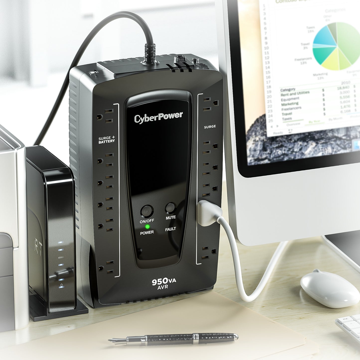 CyberPower AVRG900U 900VA Line Interactive UPS (Mini-Tower) — Right angle