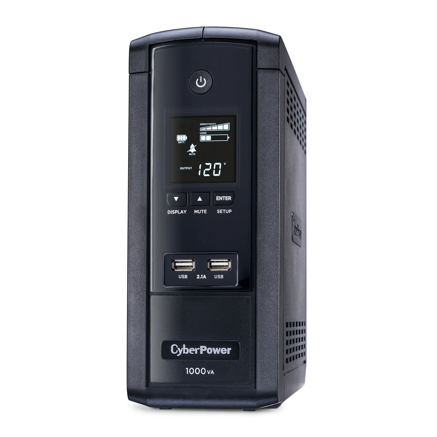 CyberPower BRG1000AVRLCD 1000VA / 600W Line Interactive UPS (Mini-Tower) — Left angle