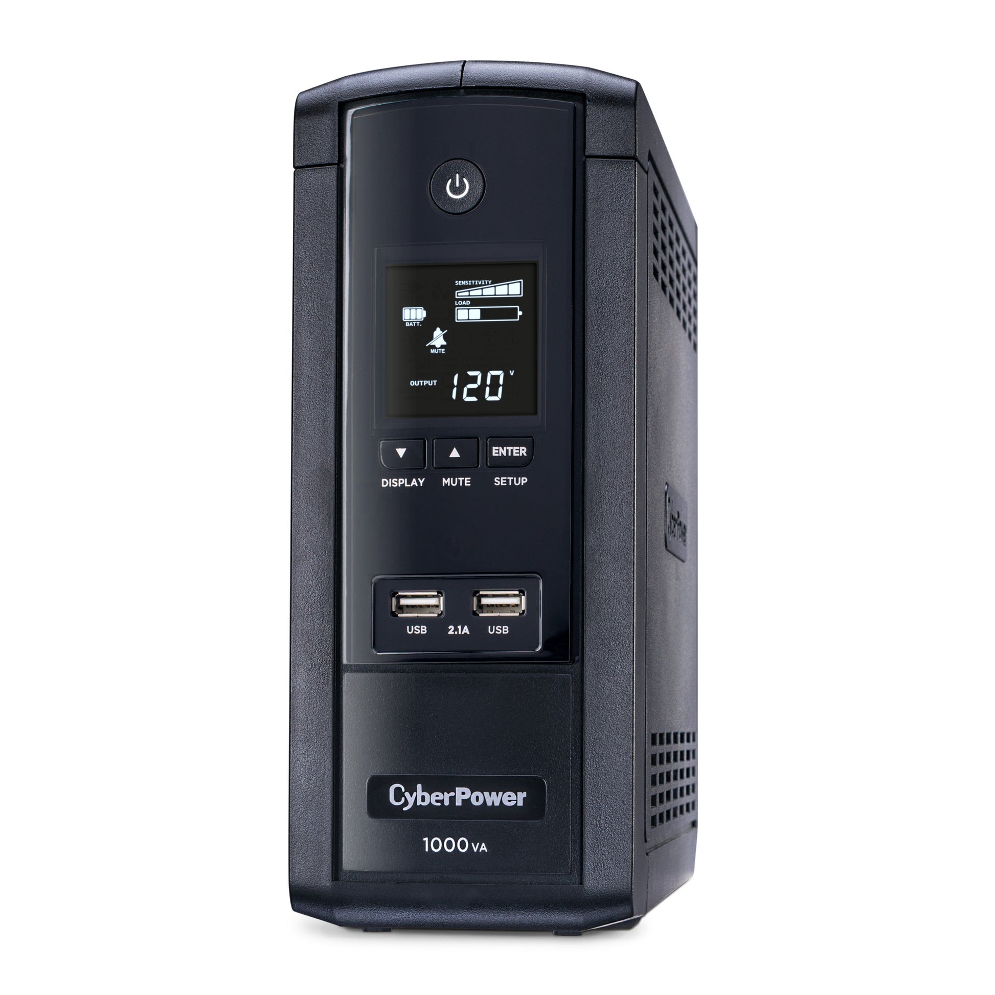 CyberPower BRG1000AVRLCD 1000VA / 600W Line Interactive UPS (Mini-Tower) — Left angle