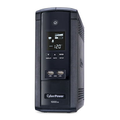 CyberPower BRG1000AVRLCD 1000VA / 600W Line Interactive UPS (Mini-Tower) — Left angle