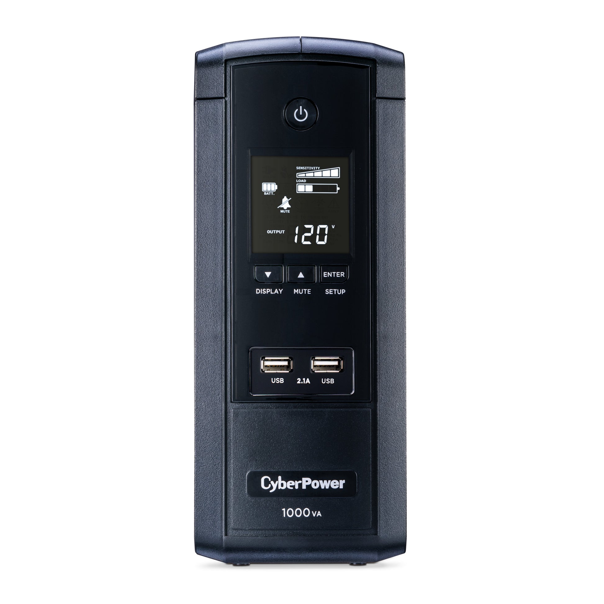 CyberPower BRG1000AVRLCD 1000VA / 600W Line Interactive UPS (Mini-Tower) — Front view