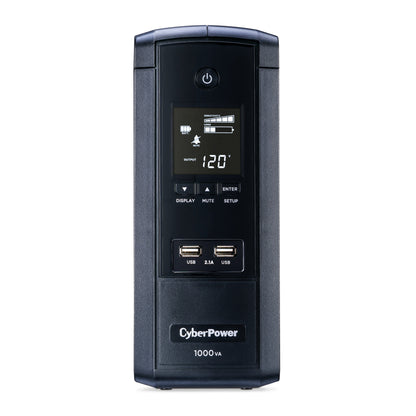 CyberPower BRG1000AVRLCD 1000VA / 600W Line Interactive UPS (Mini-Tower) — Front view