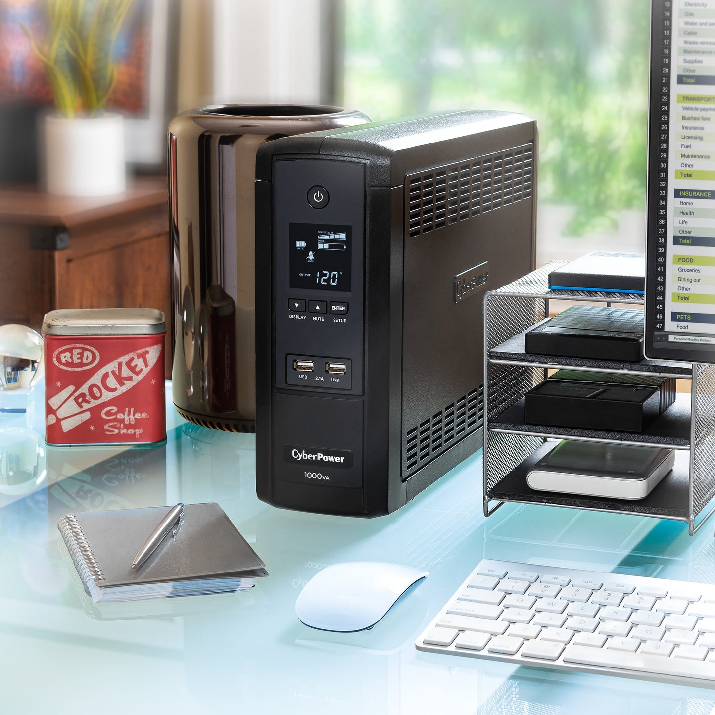 CyberPower BRG1000AVRLCD 1000VA / 600W Line Interactive UPS (Mini-Tower) — In use