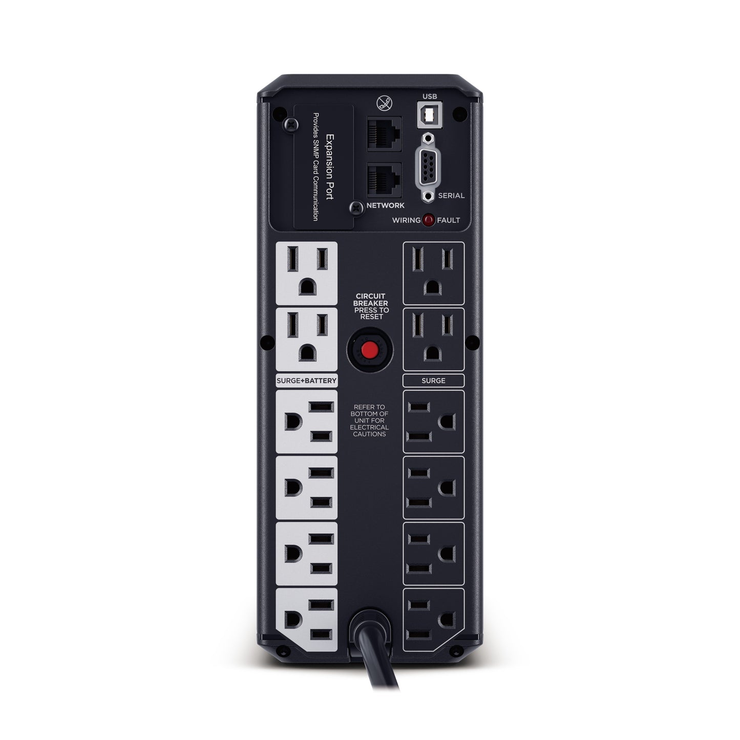 CyberPower BRG1500AVRLCD2 1500VA / 900W Line Interactive UPS (Mini-Tower) — Rear view