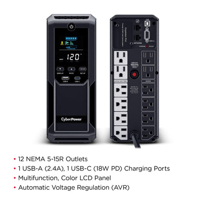 CyberPower BRG1500AVRLCD2 1500VA / 900W Line Interactive UPS (Mini-Tower) — Feature detail