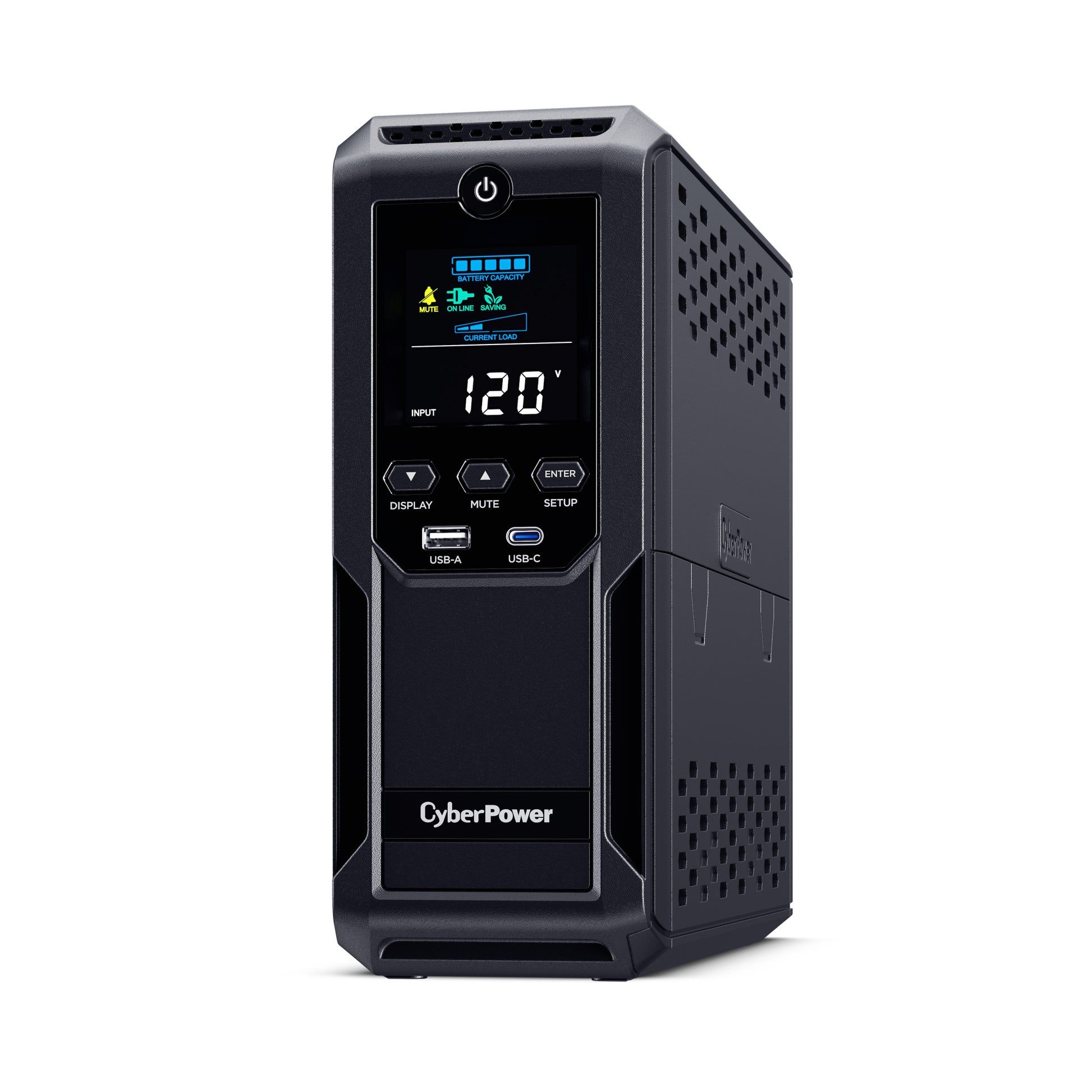 CyberPower BRG1500AVRLCD2 1500VA / 900W Line Interactive UPS (Mini-Tower) — Left angle