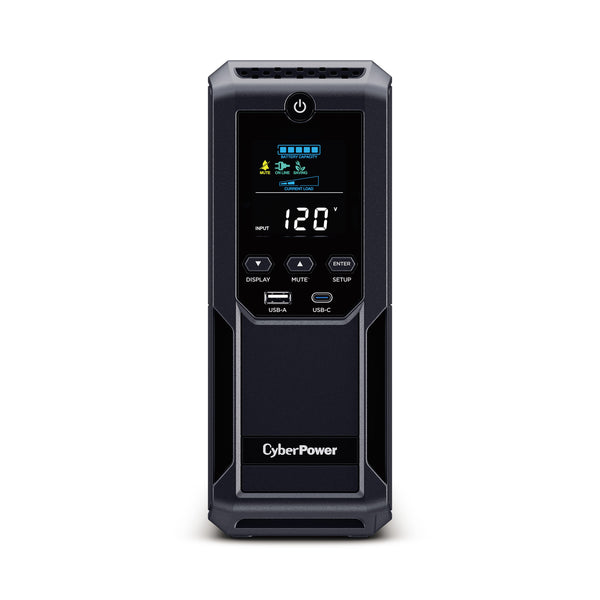 CyberPower BRG1500AVRLCD2 1500VA / 900W Line Interactive UPS (Mini-Tower) — Front view