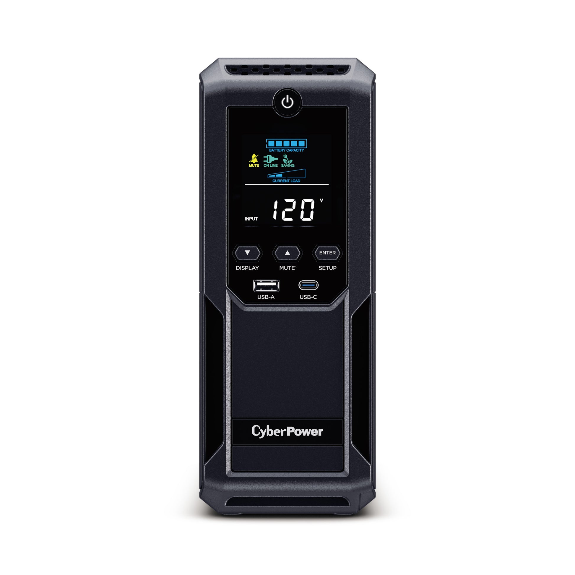 CyberPower BRG1500AVRLCD2 1500VA / 900W Line Interactive UPS (Mini-Tower) — Front view