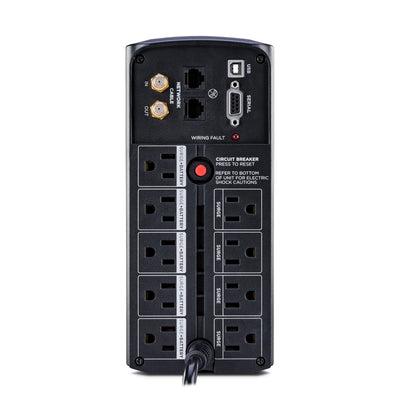 CyberPower CP1000AVRLCD 1000VA / 600W Line Interactive UPS (Mini-Tower) — Rear view