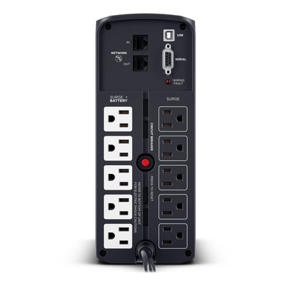 CyberPower CP1000PFCLCD 1000VA / 600W Line Interactive UPS (Mini-Tower) — Rear view