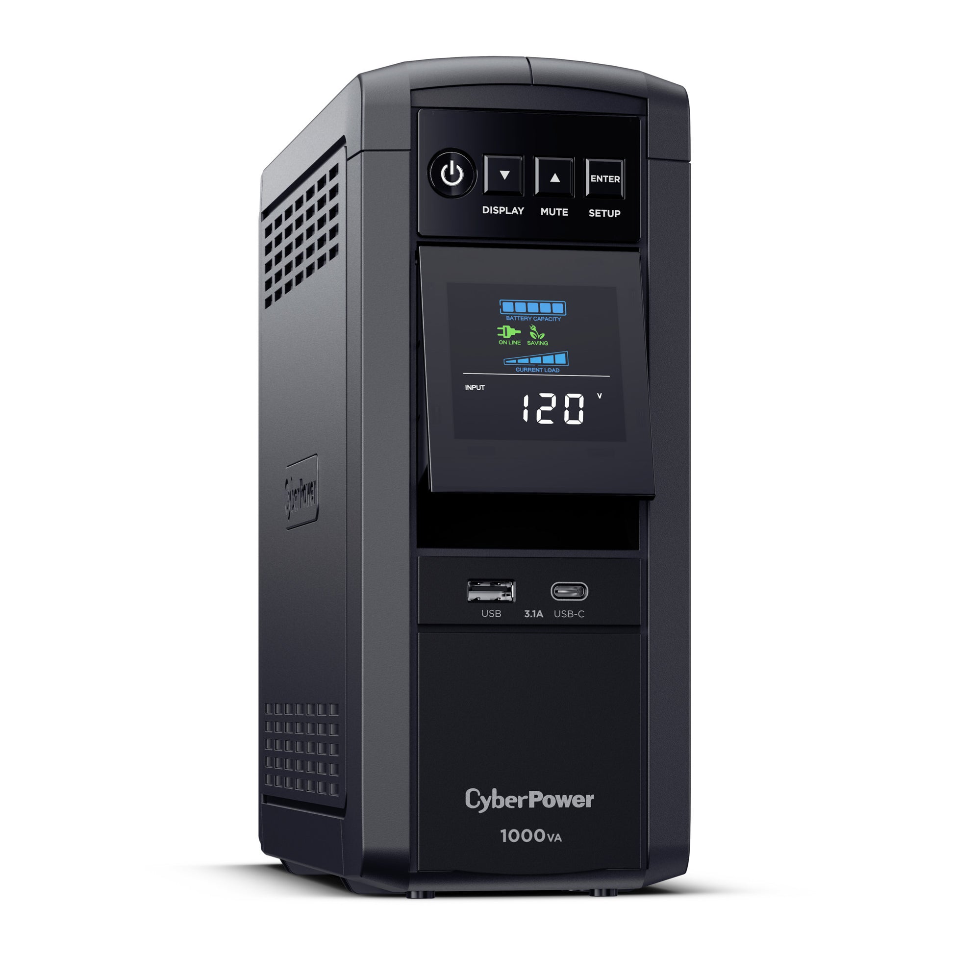 CyberPower CP1000PFCLCD 1000VA / 600W Line Interactive UPS (Mini-Tower) — Right angle