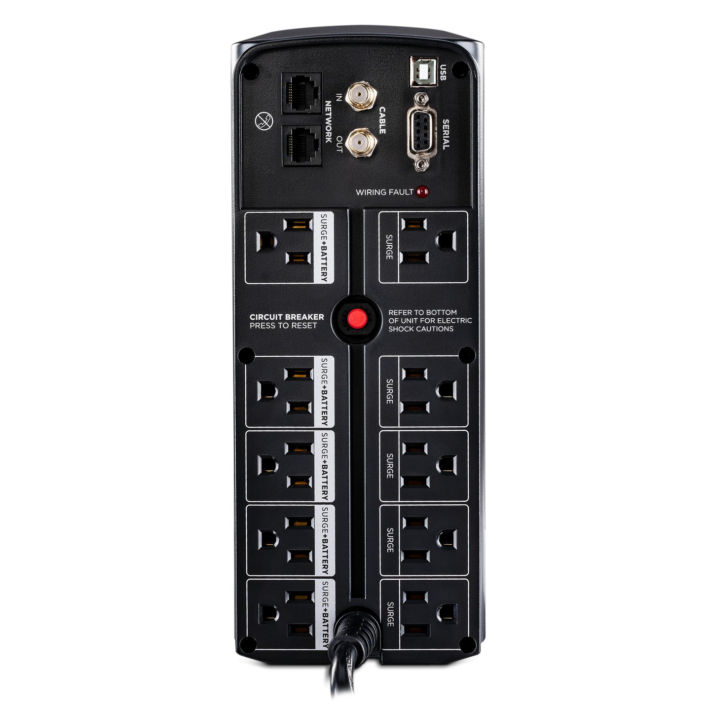 CyberPower CP1200AVR 1200VA Line Interactive UPS (Mini-Tower) — Rear view