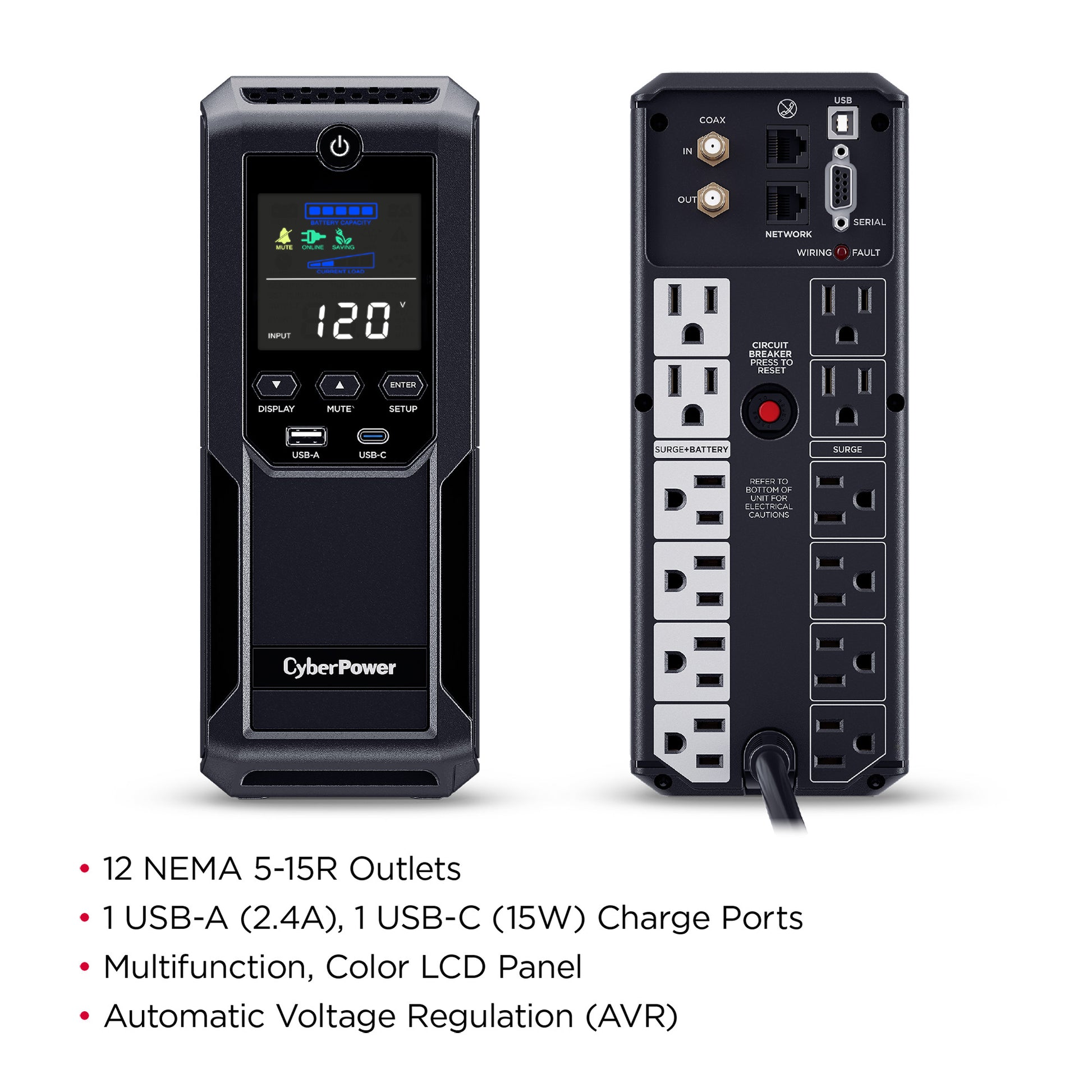 CyberPower CP1350AVRLCD3 1350VA / 800W Line Interactive UPS (Mini-Tower) — Feature detail