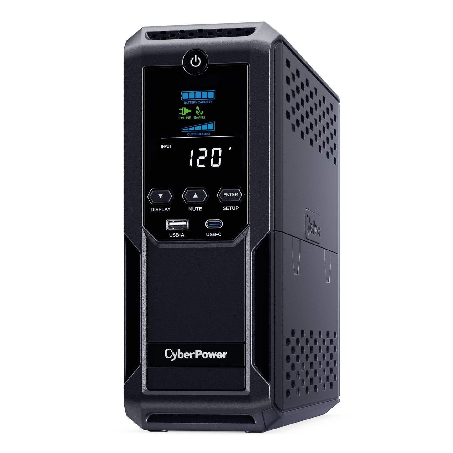 CyberPower CP1350AVRLCD3 1350VA / 800W Line Interactive UPS (Mini-Tower) — Left angle