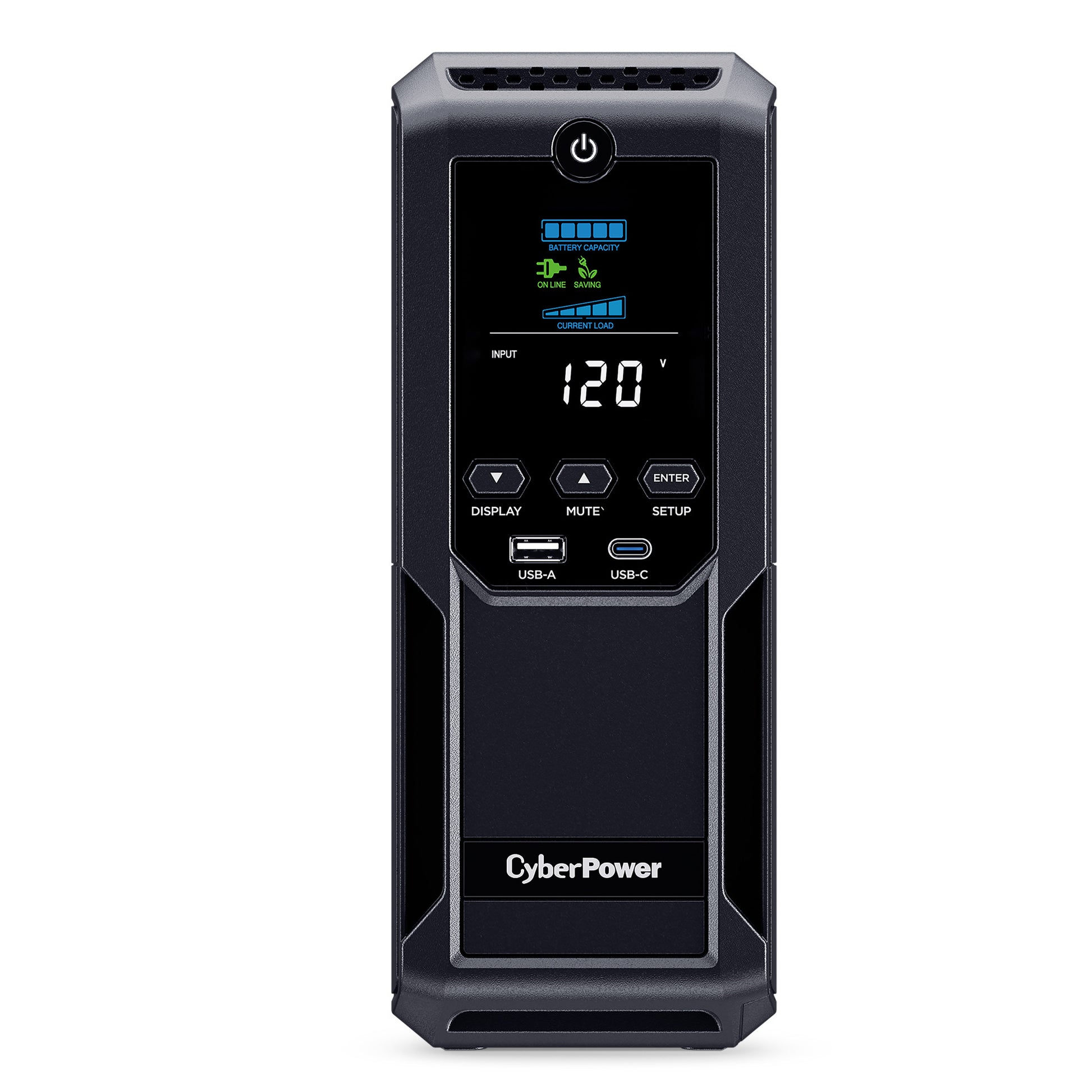 CyberPower CP1350AVRLCD3 1350VA / 800W Line Interactive UPS (Mini-Tower) — Front view
