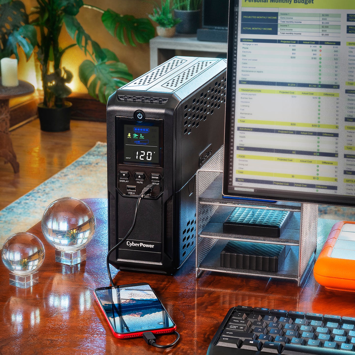 CyberPower CP1350AVRLCD3 1350VA / 800W Line Interactive UPS (Mini-Tower) — In use