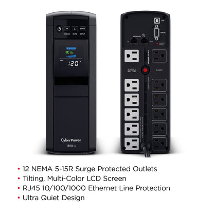 CyberPower CP1350PFCLCD 1350VA Line Interactive UPS (Mini-Tower) — Feature detail
