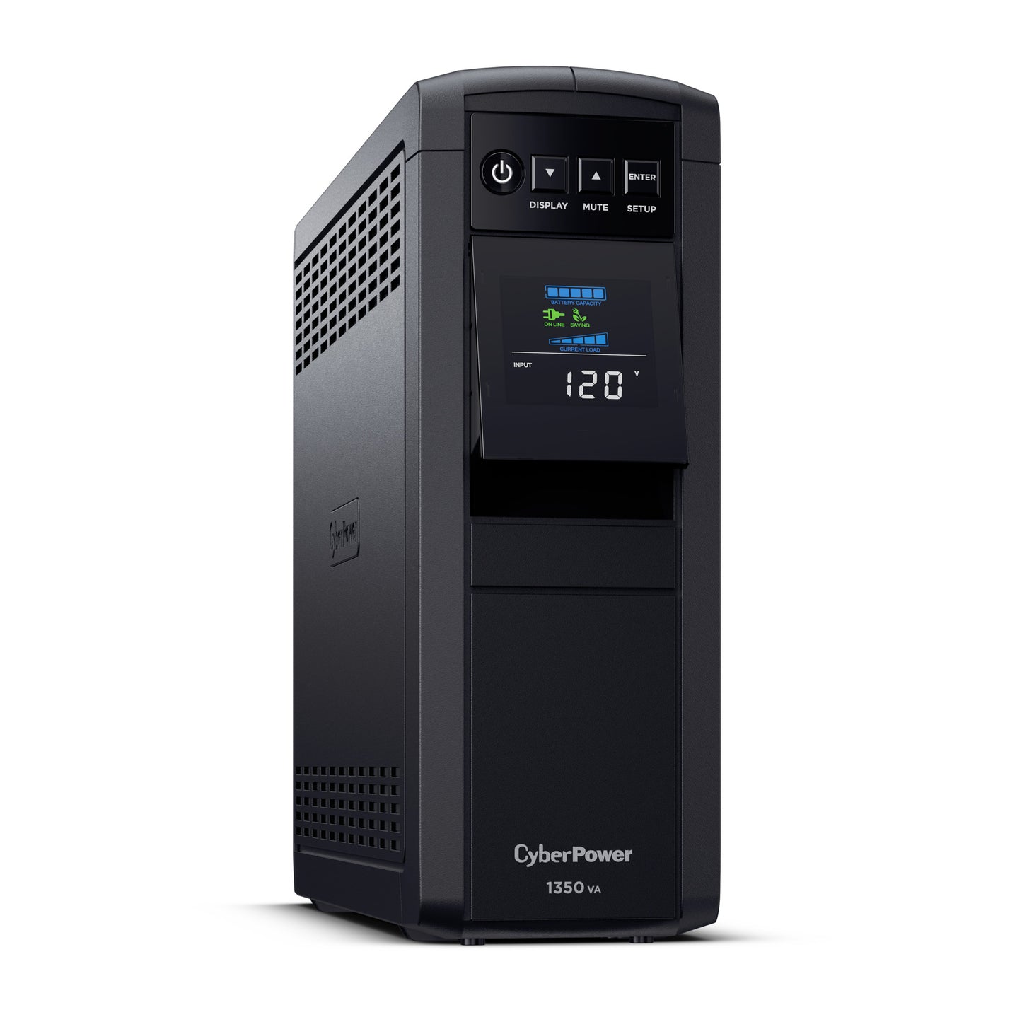CyberPower CP1350PFCLCD 1350VA Line Interactive UPS (Mini-Tower) — Right angle
