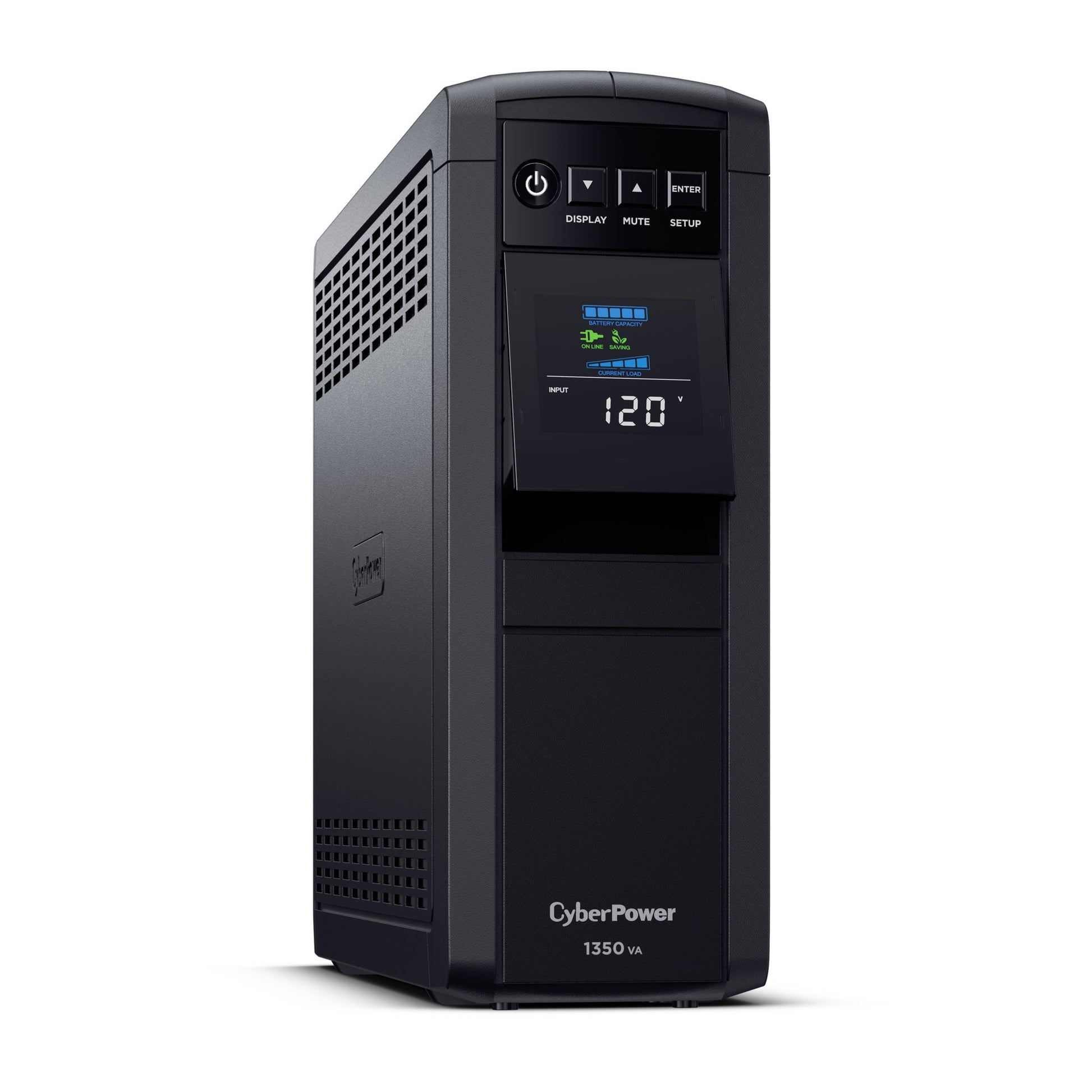 CyberPower CP1350PFCLCD 1350VA Line Interactive UPS (Mini-Tower) — Right angle