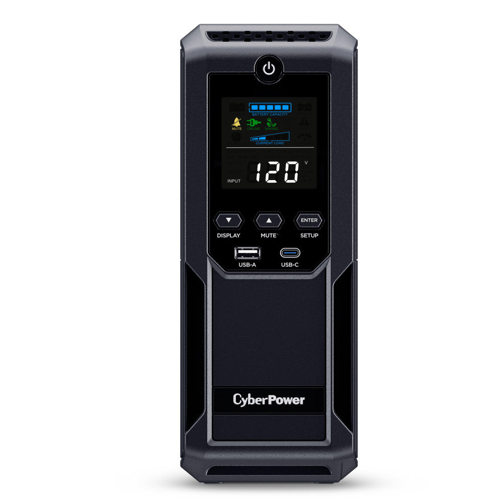 CyberPower CP1500AVRLCD3 1500VA / 900W Line Interactive UPS (Mini-Tower) — Front view