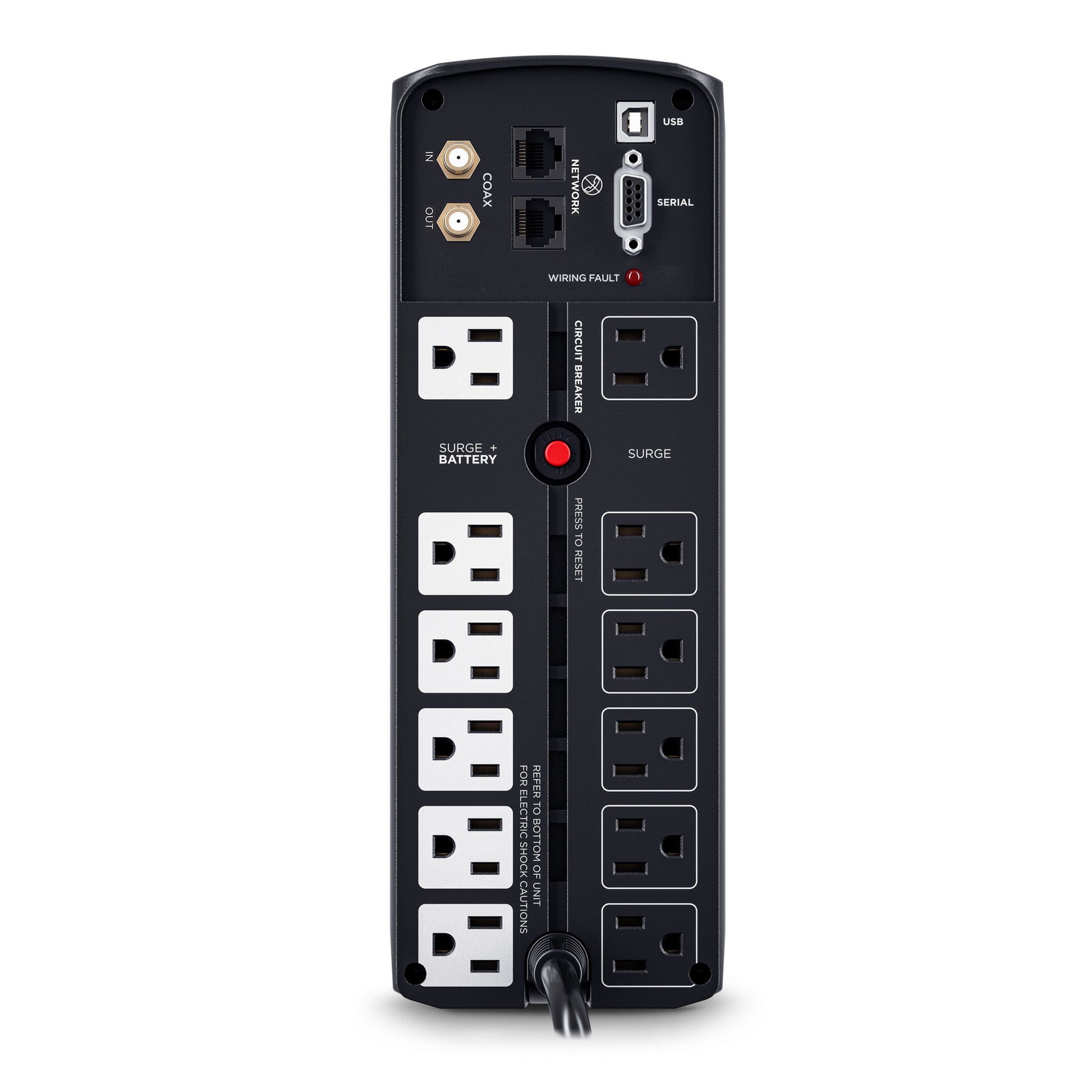 CyberPower CP1500AVRLCDTAA 1500VA / 900W Line Interactive UPS (Mini-Tower) — Rear view