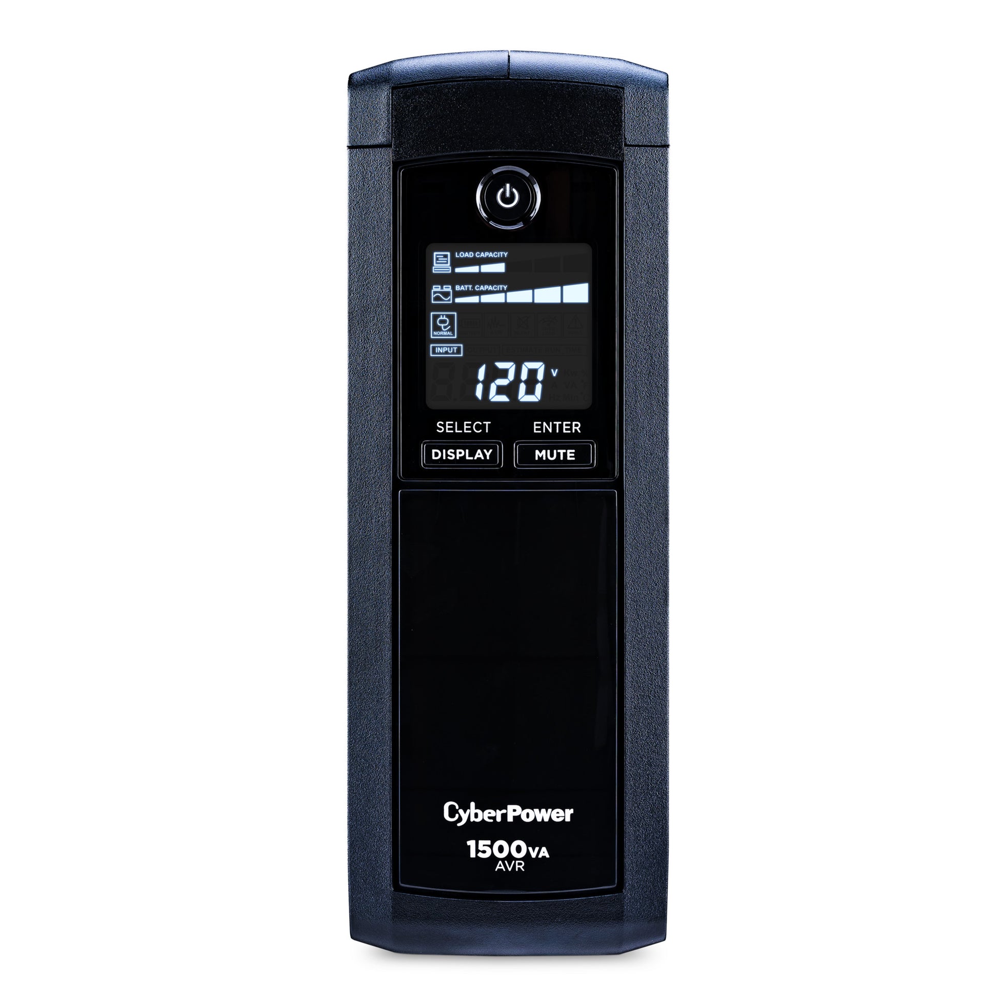 CyberPower CP1500AVRLCDTAA 1500VA / 900W Line Interactive UPS (Mini-Tower) — Front view