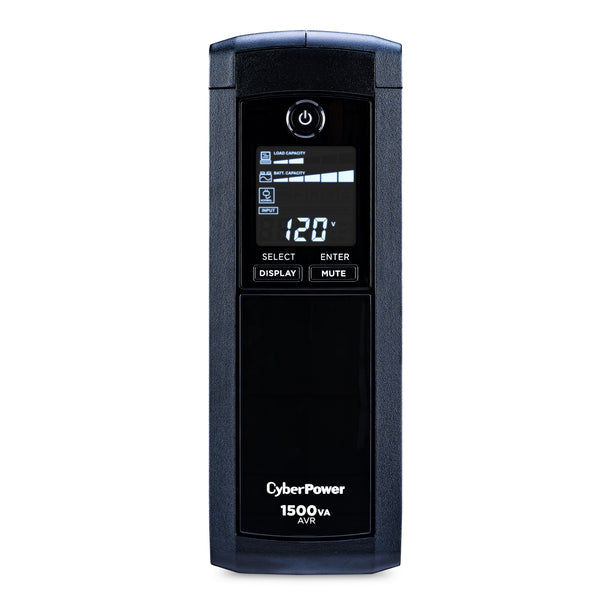 CyberPower CP1500AVRLCDTAA 1500VA / 900W Line Interactive UPS (Mini-Tower) — Front view