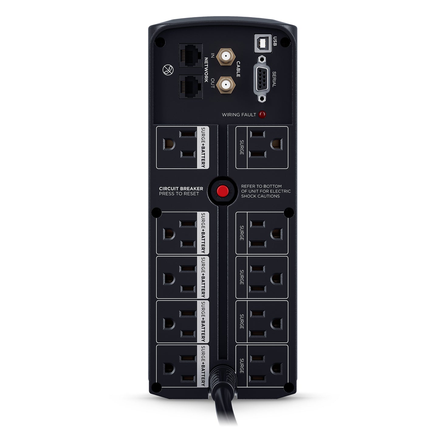 CyberPower CP1500AVRT 1500VA / 900W Line Interactive UPS (Rack/Tower) — Rear view
