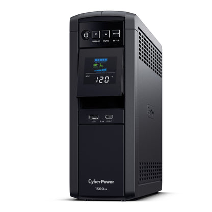 CyberPower CP1500PFCLCD 1500VA / 1000W Line Interactive UPS (Mini-Tower) — Left angle