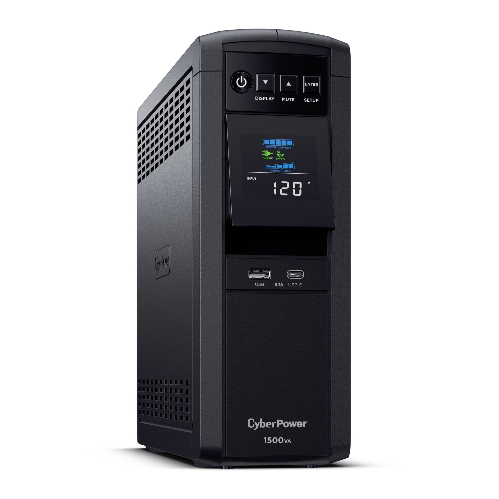 CyberPower CP1500PFCLCD 1500VA / 1000W Line Interactive UPS (Mini-Tower) — Right angle