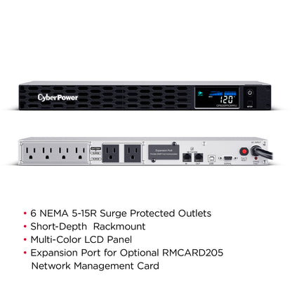 CyberPower CP500PFCRM1U 500VA / 300W Line Interactive UPS (Rackmount) — Rear view