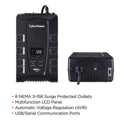 CyberPower CP685AVRLCD 685VA UPS line-interactive (mini-tour) - détail produit