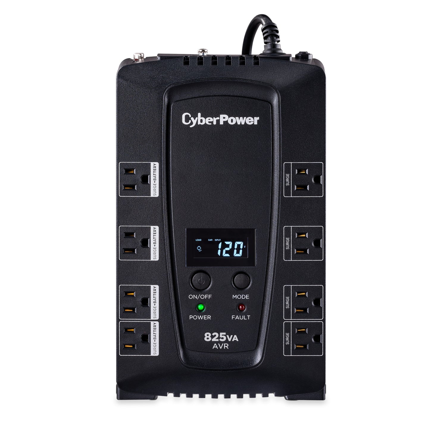 CyberPower CP825AVRLCD 825VA Line Interactive UPS (Mini-Tower) — Front view