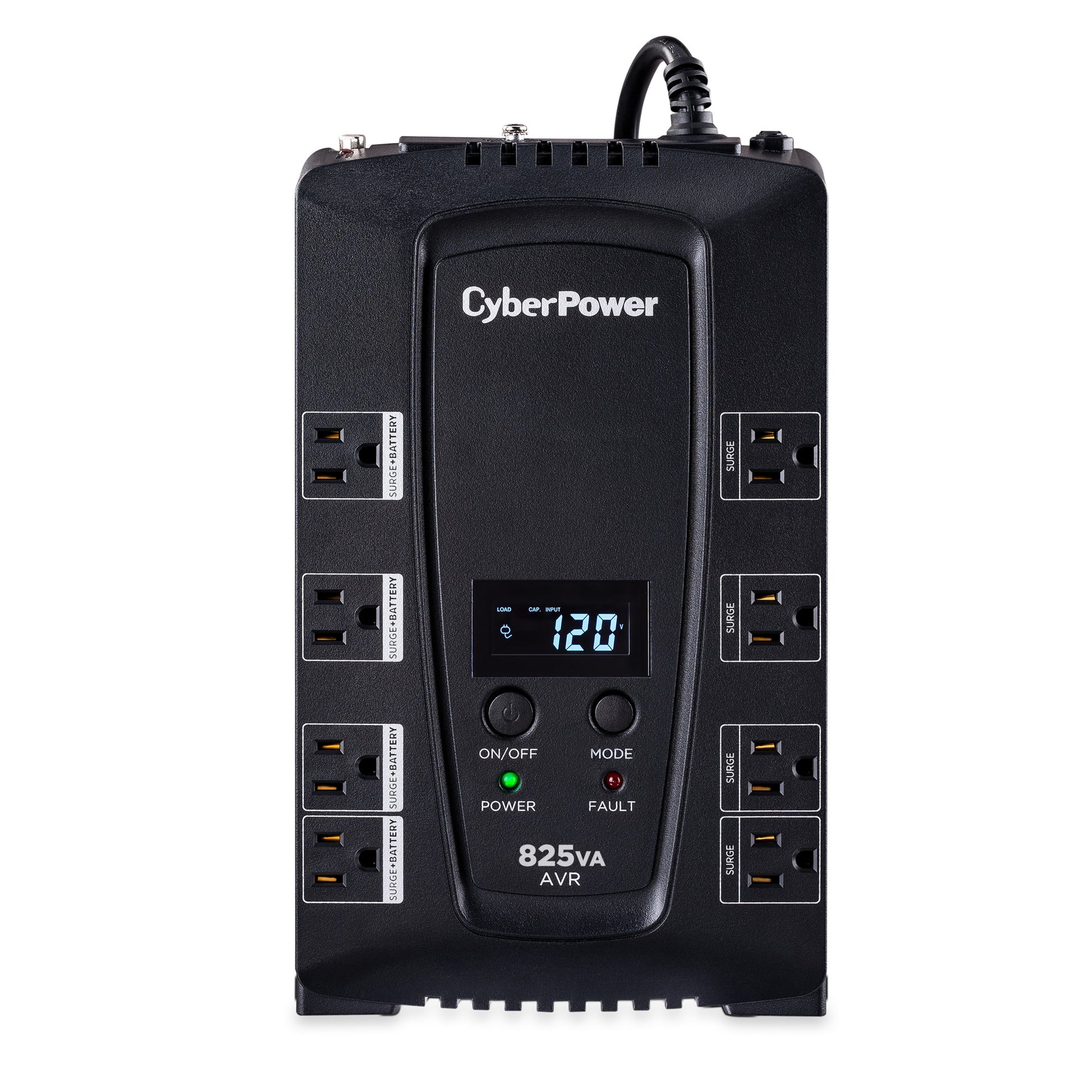 CyberPower CP825AVRLCD 825VA Line Interactive UPS (Mini-Tower) — Front view