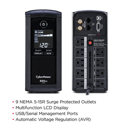 CyberPower CP850AVRLCD 850VA / 510W Line Interactive UPS (Mini-Tower) — Feature detail