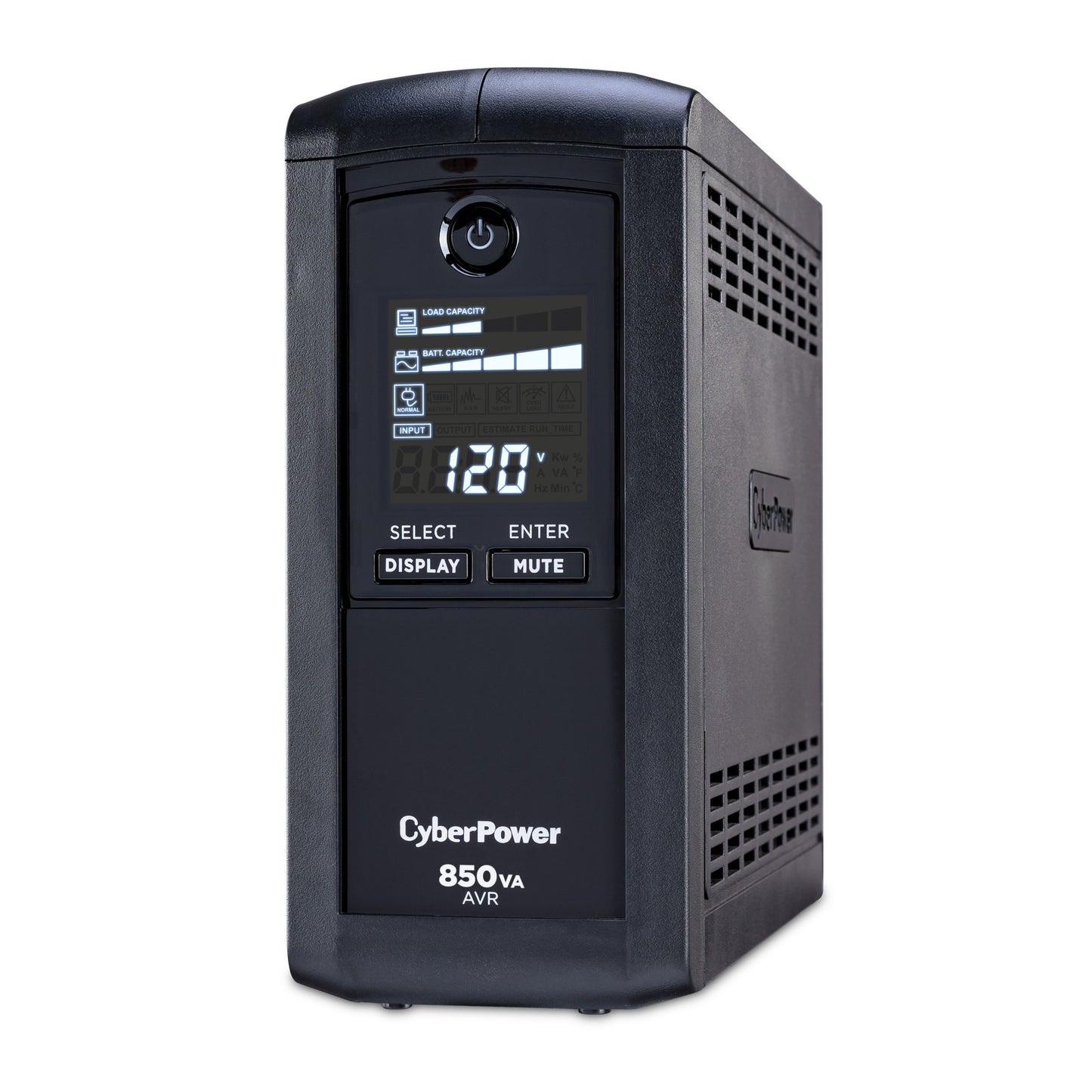 CyberPower CP850AVRLCD 850VA / 510W Line Interactive UPS (Mini-Tower) — Left angle